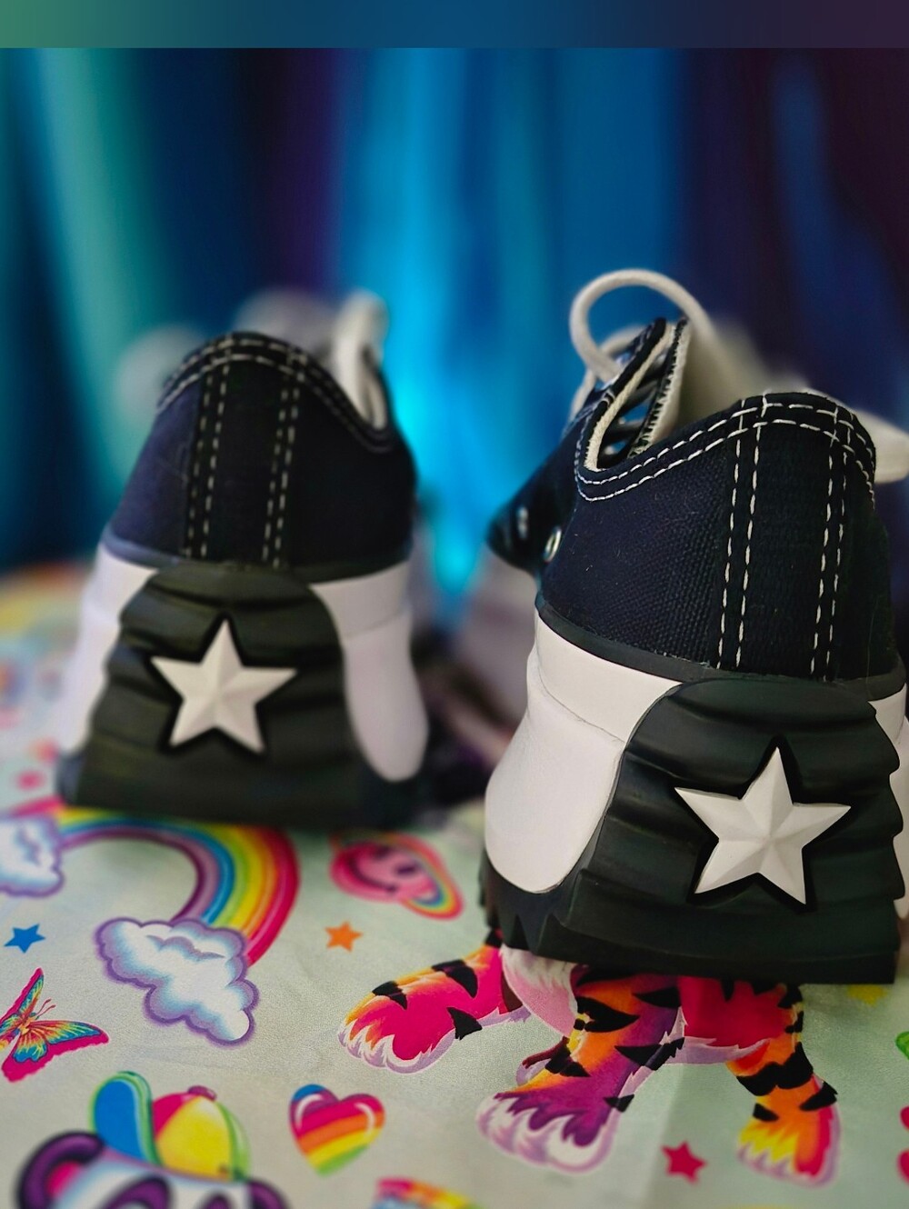 Converse Run Star Hike Black Platform Canvas Low Top Sneakers - Picture 7 of 10